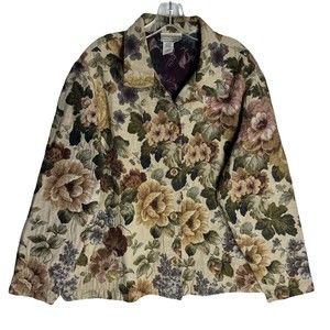 Coldwater Creek Women's Art to Wear Floral Blazer Jacket Size 1X Button Front